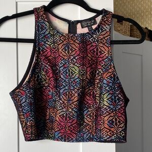 Topshop Neon Geometric Cropped Tank Top